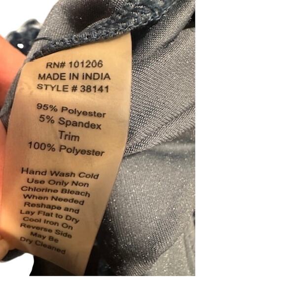 Soft Surroundings Velvet Tunic Top P XS Navy Blue Mock Neck Long Sleeve Stretch - Picture 7 of 7